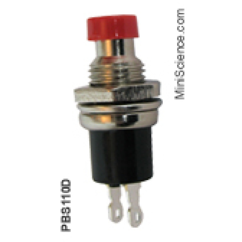Mini Push Button Switch, Red, Open, Spst