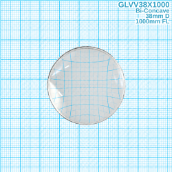 Bi-Concave Glass Lens, 38 mm Diameter, 1000 mm Focal Length