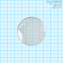 Bi-Concave Glass Lens, 38 mm Diameter, 50 mm Focal Length